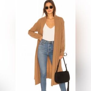 360 cashmere long ribbed 100%cashmere cardigan sweater in brown sz small $650